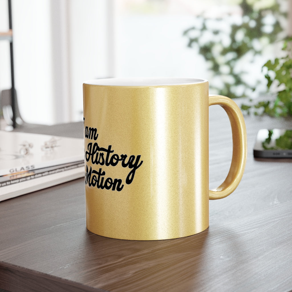 Load image into Gallery viewer, &amp;quot;Black History in Motion&amp;quot; Metallic Mug (Silver\Gold)