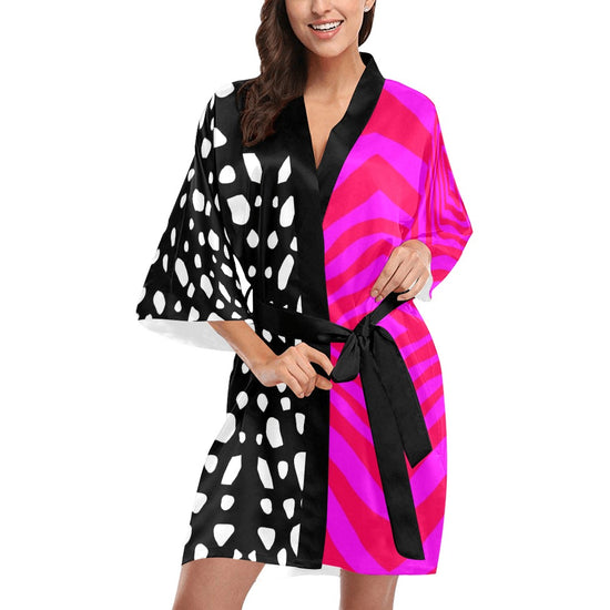 Pink Vibe Split Kimono Robe