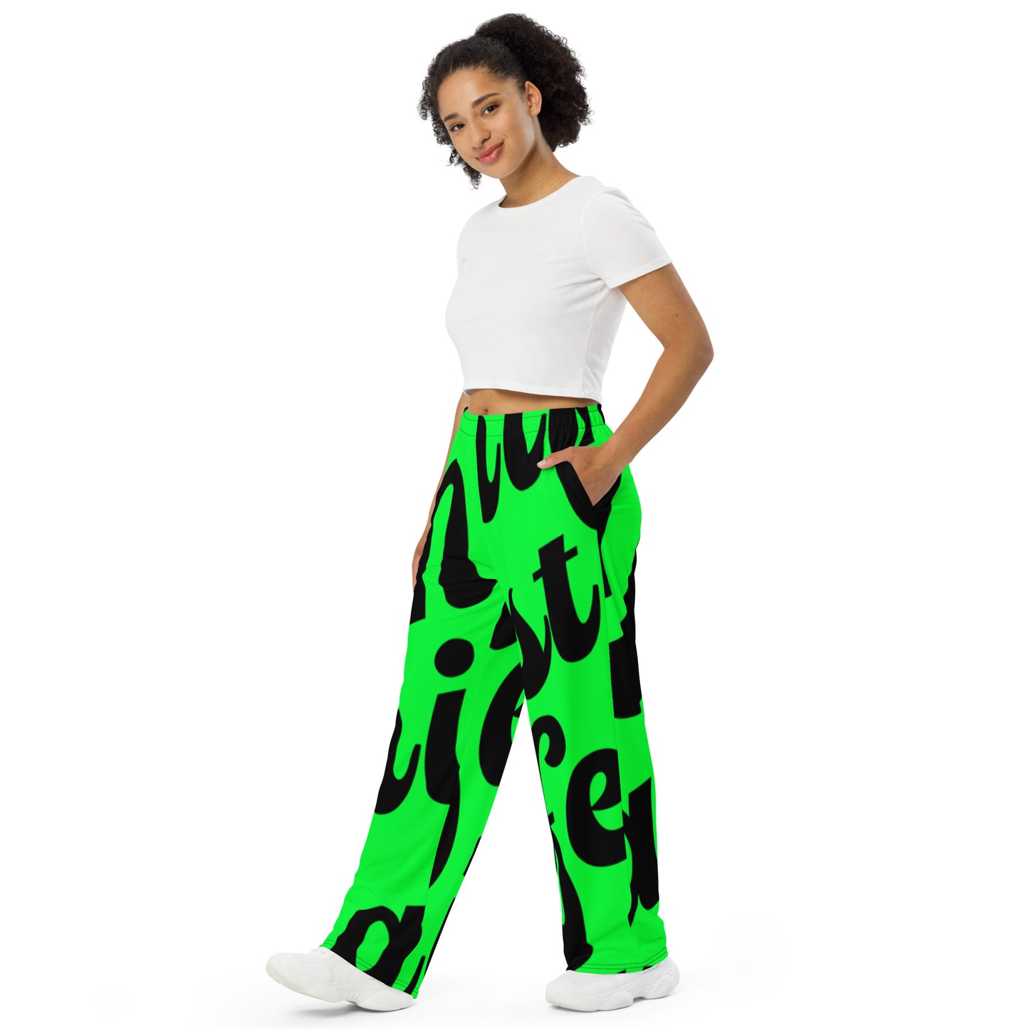 Manifested Glow ( Green ) unisex wide-leg pants